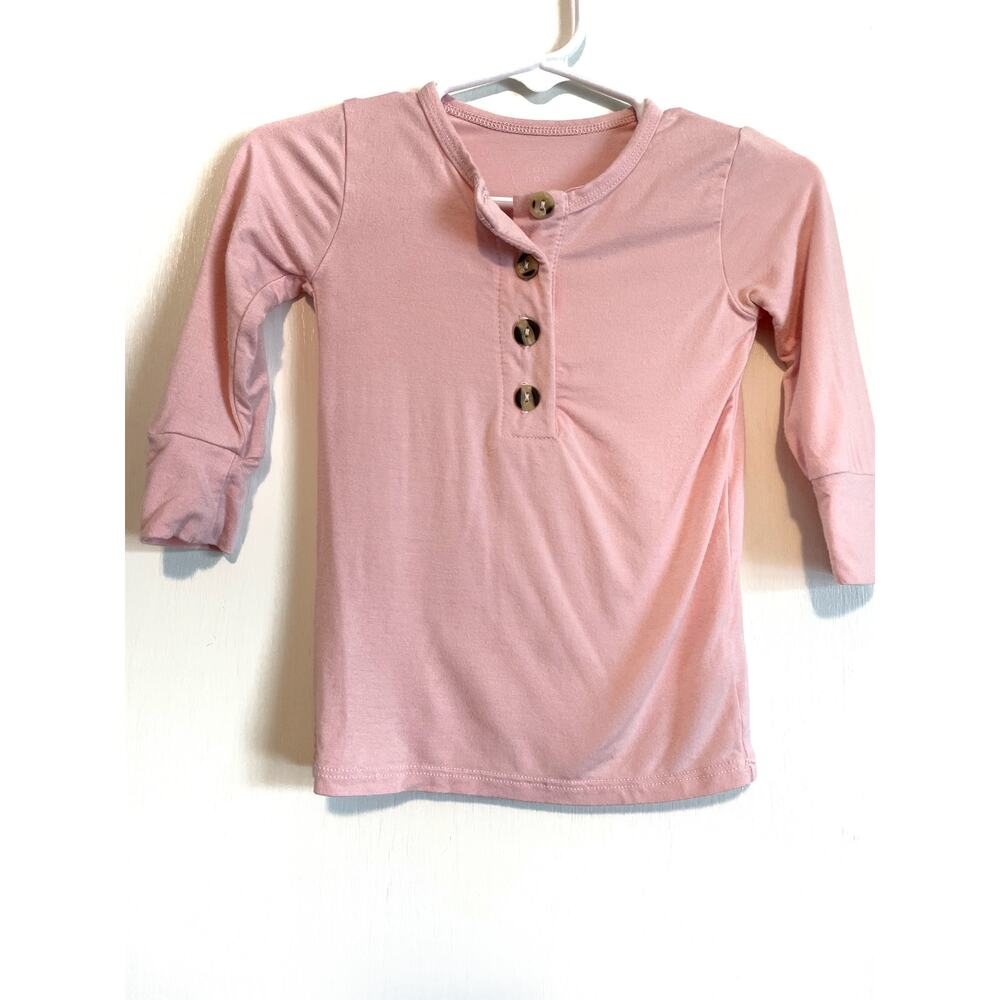 Lou Lou pink pajama top long sleeve lightweight soft button solid. Size 6-12mo.